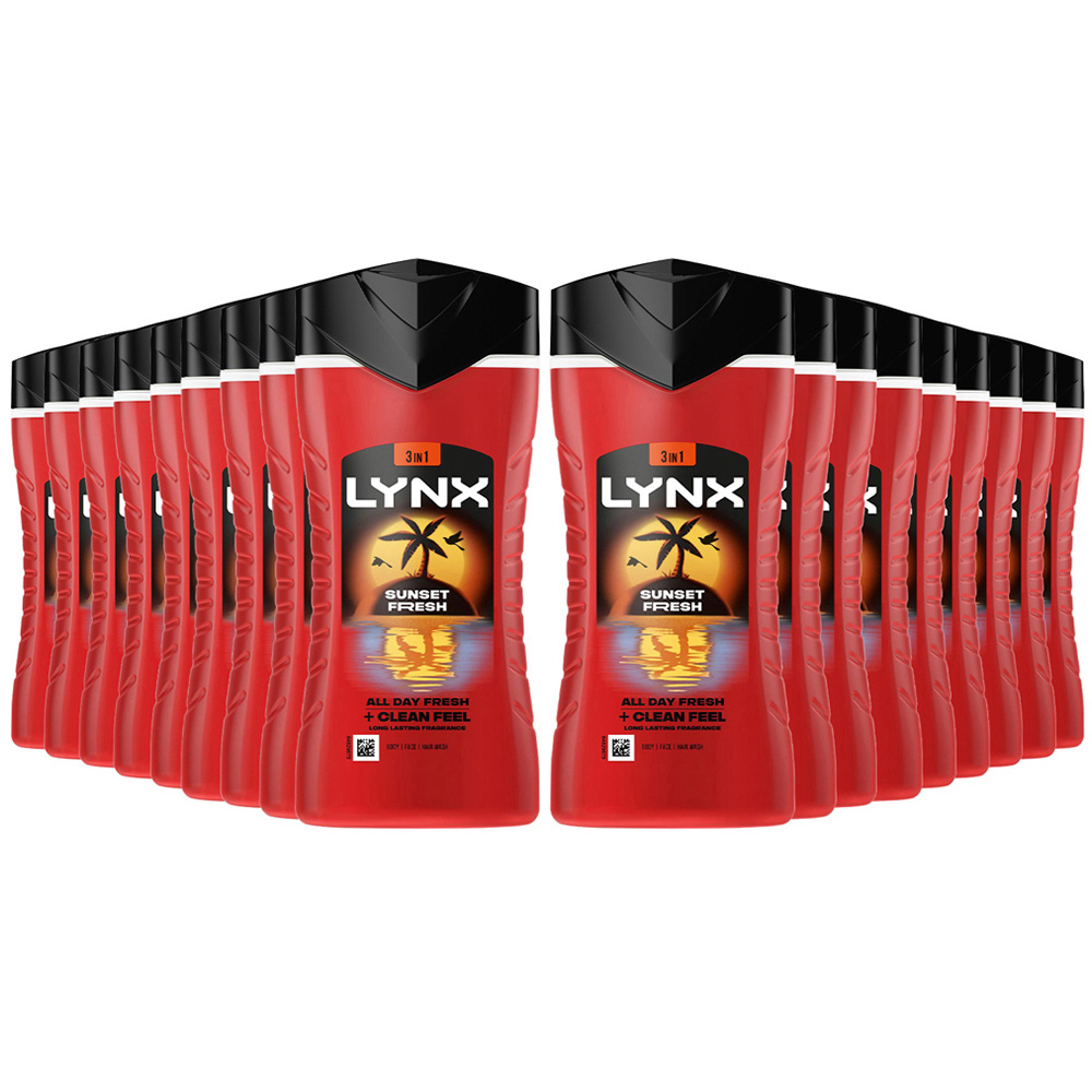 Lynx Men Sunset Fresh 3-in-1 Body Wash 225ml 18 Pack