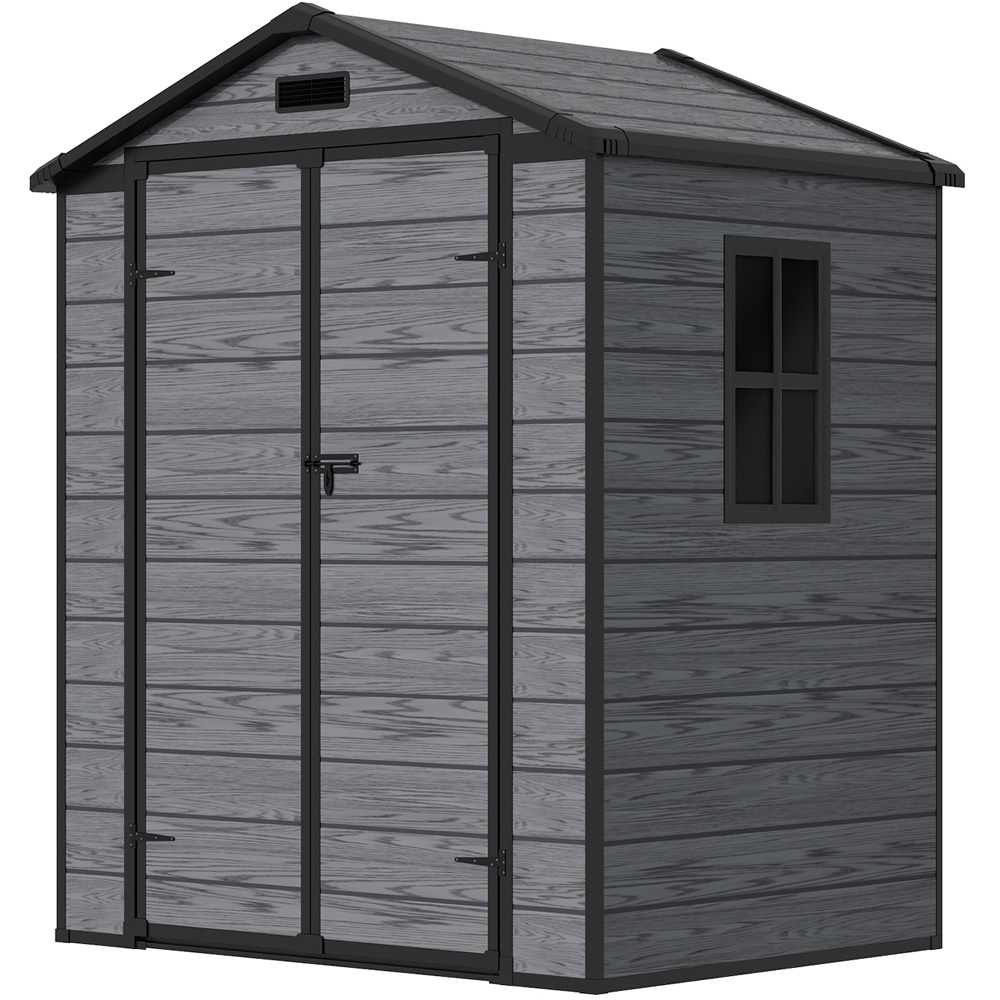 Living and Home 6 x 4ft Plastic Apex Garden Storage Shed with Window