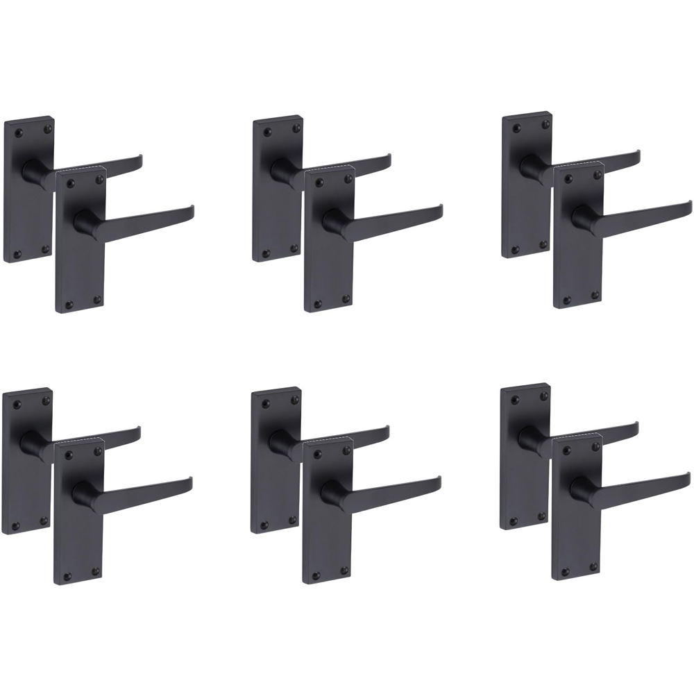 Golden Grace Matt Black Victorian Straight Latch Door Handle Pair 120 x 40mm 6 Pack