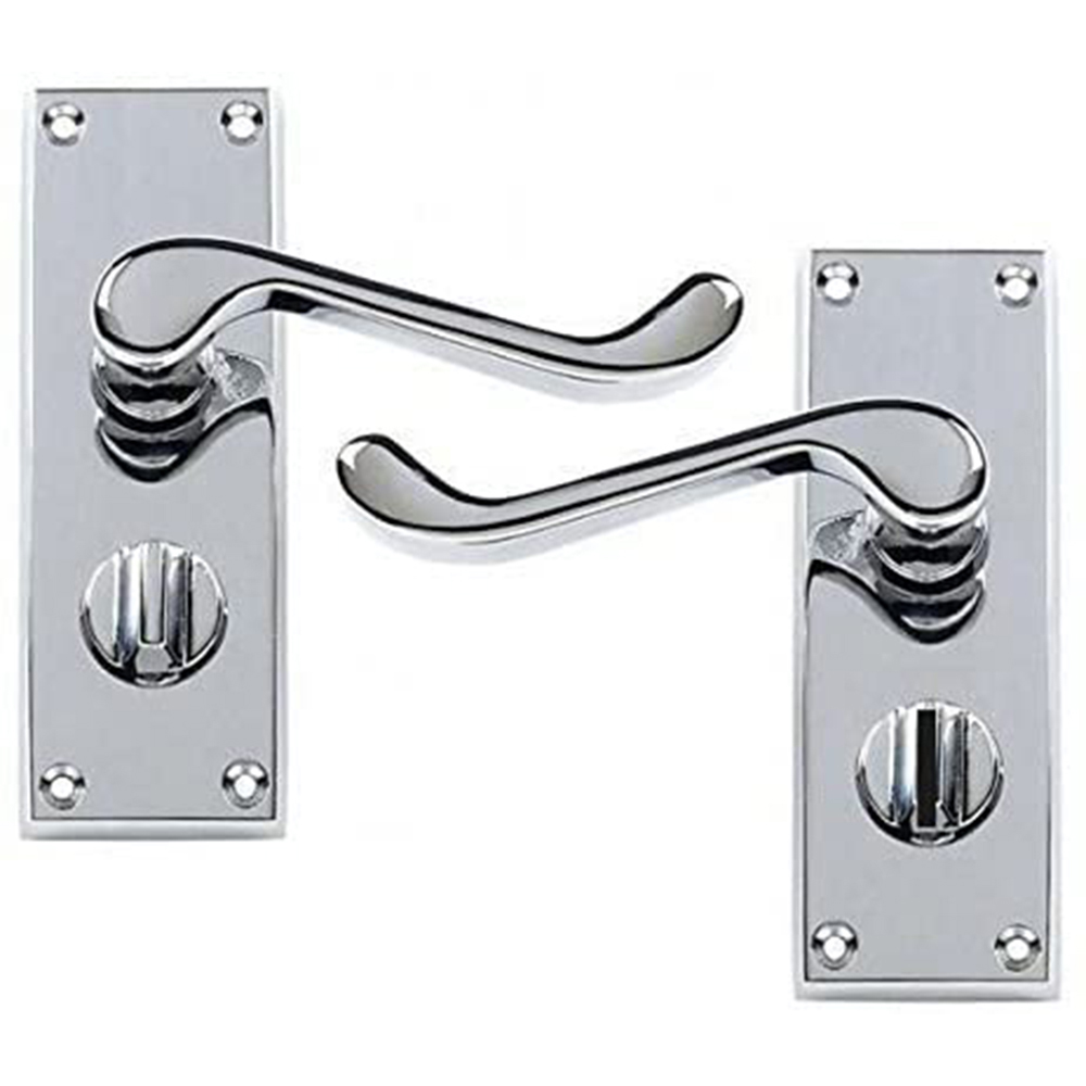 Golden Grace Polished Chrome Victorian Scroll Privacy Door Handle Pair 120 x 40mm