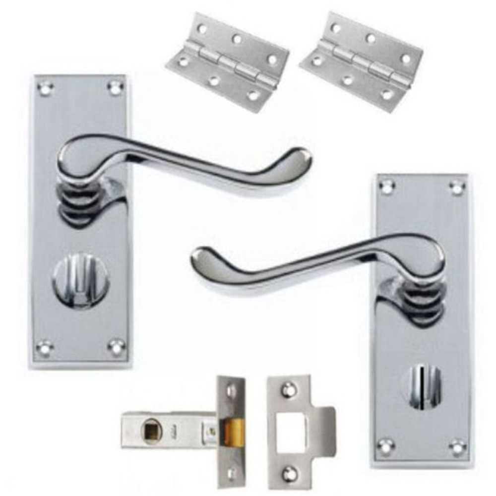 Golden Grace Polished Chrome Victorian Scroll Privacy Door Handle Pair 120mm