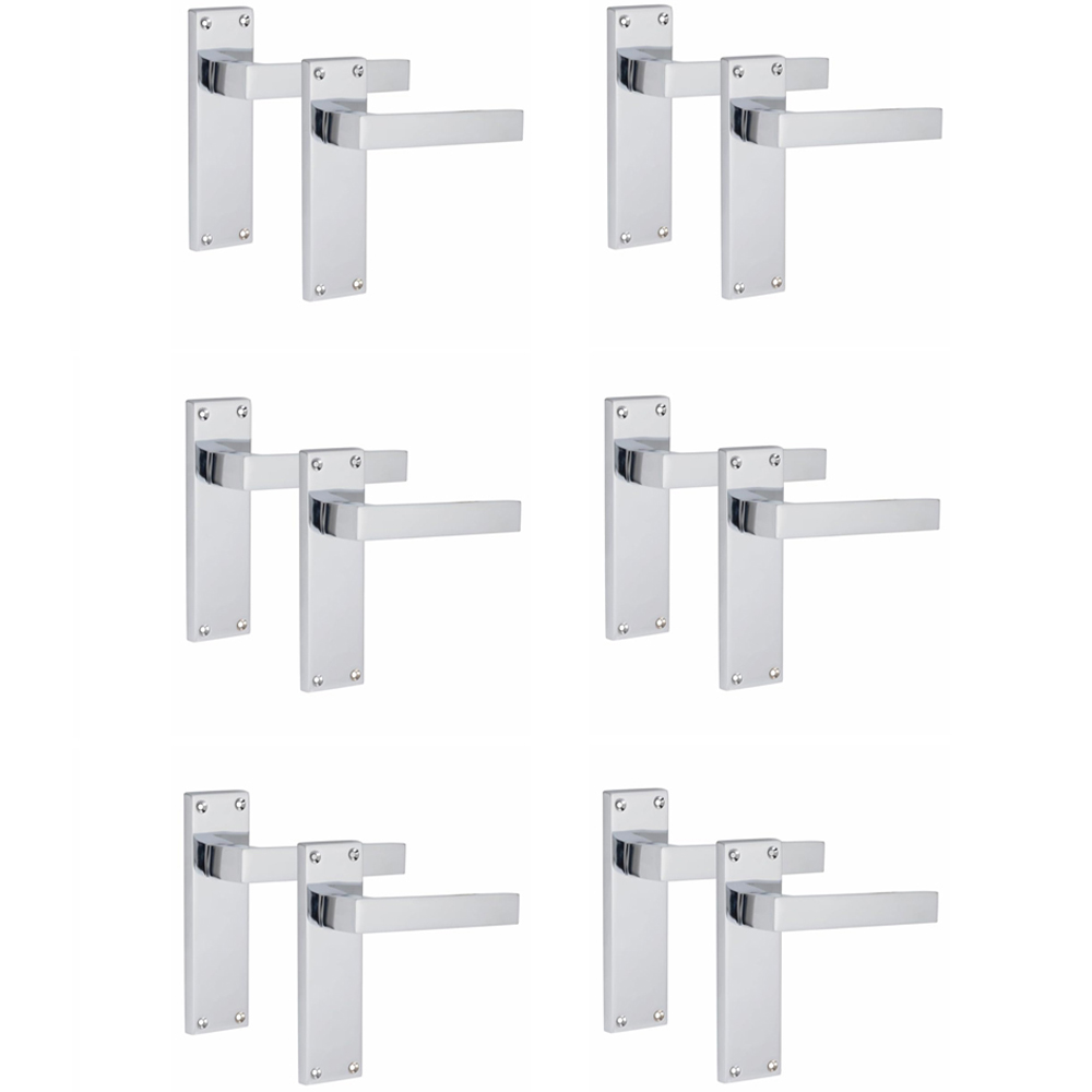 Golden Grace Silver Victorian Straight Delta Latch Door Handle 6 Pack 150 x 40mm