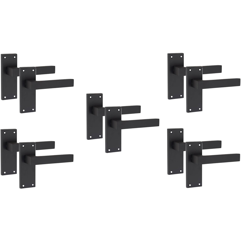 Golden Grace Matt Black Victorian Straight Delta Latch Door Handle Pair 120 x 40mm 5 Pack