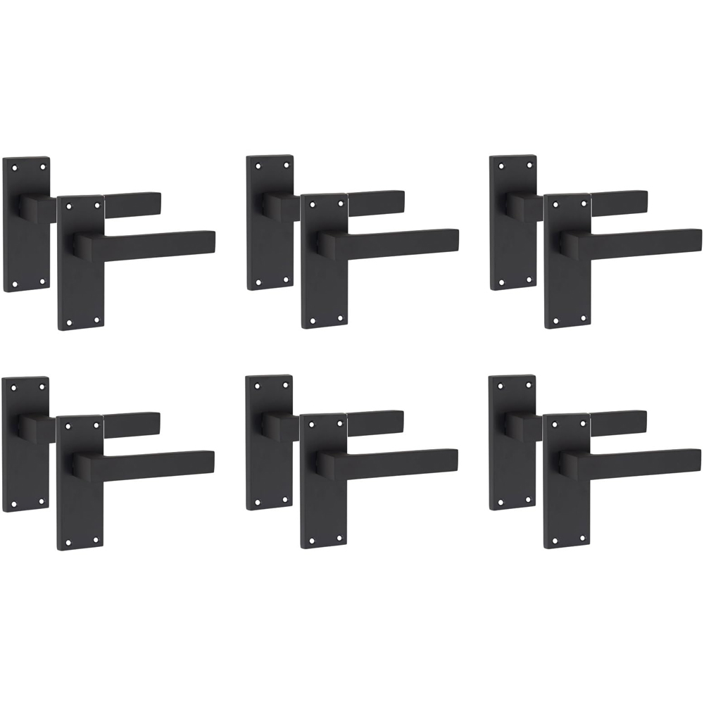 Golden Grace Matt Black Victorian Straight Delta Latch Door Handle Pair 120 x 40mm 6 Pack