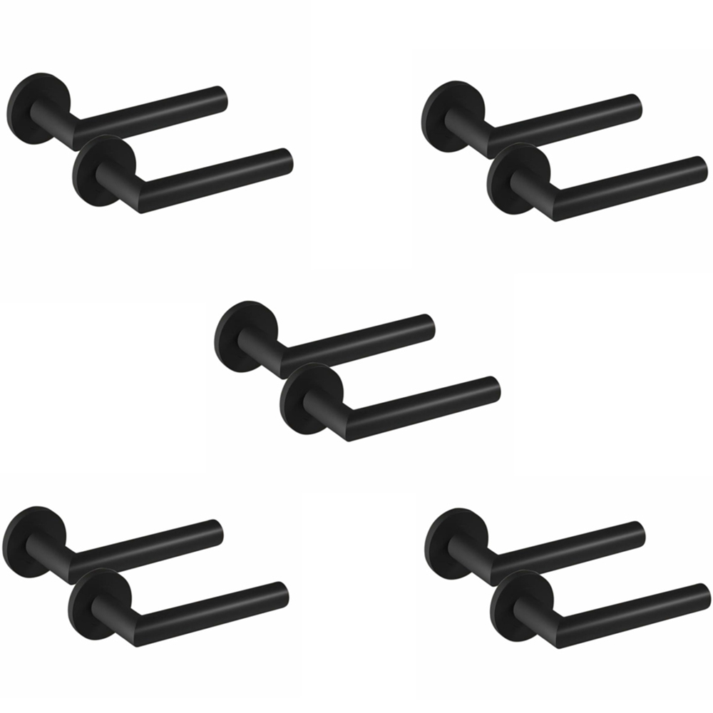 Golden Grace Mitred Matt Black Door Handle Pair with Tubular Latch 52mm 5 Pack