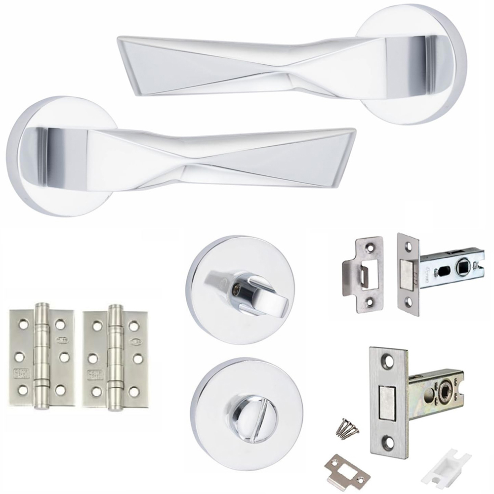 Golden Grace Modern Aura Polished Chrome Bathroom Handles Set