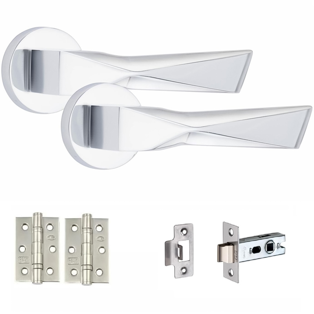 Golden Grace Modern Aura Polished Chrome Door Handles Set