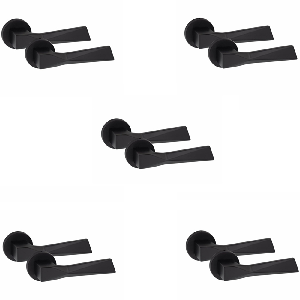 Golden Grace Modern Aura Matt Black Premium Door Handles 5 Pack