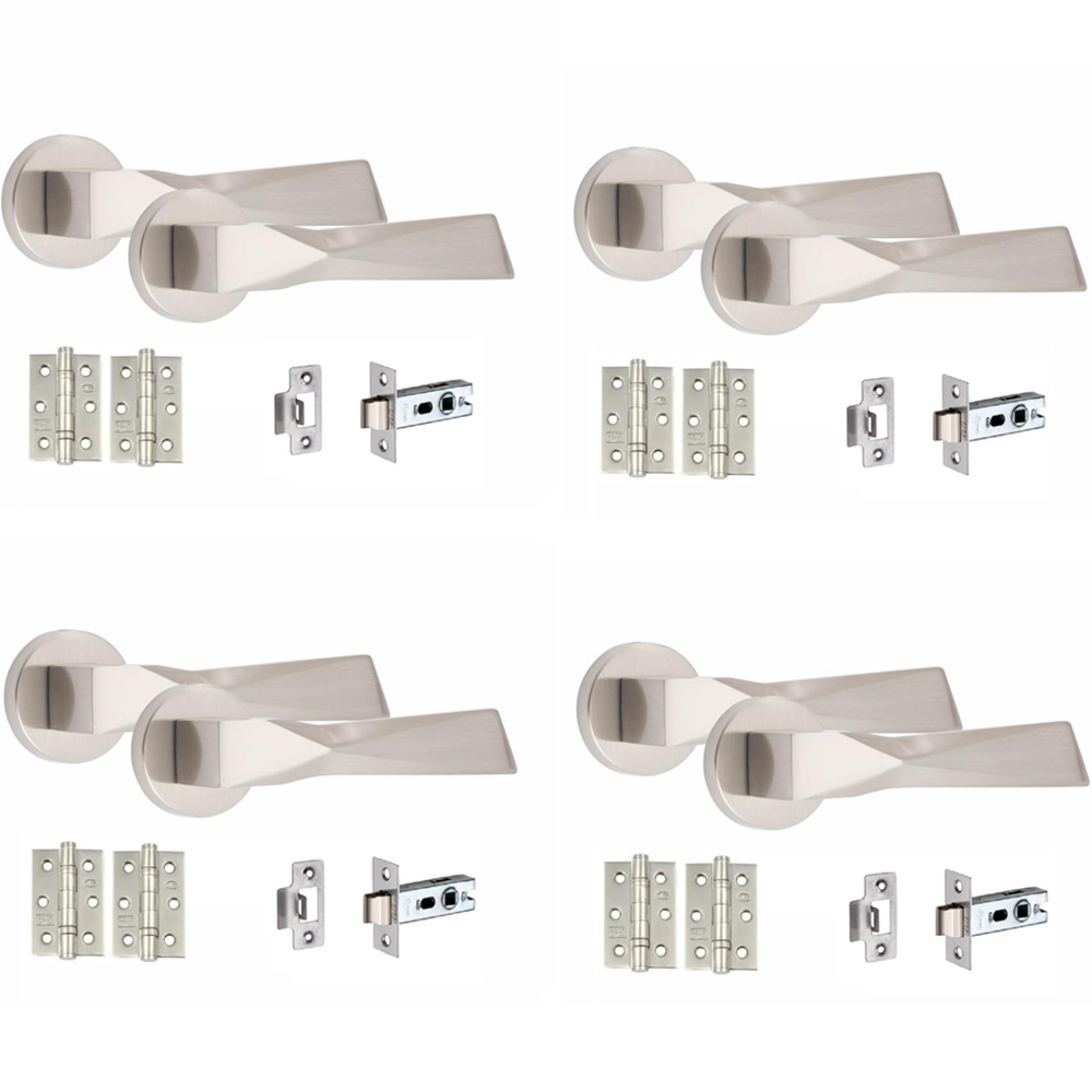Golden Grace Modern Aura Satin Nickel Handles Set 4 Pack