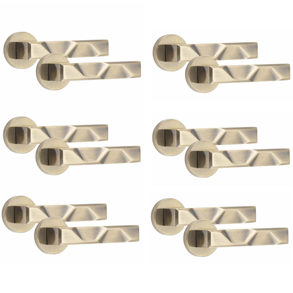 Golden Grace Antique Brass Modern Nova Premium Door Handle Set 6 Pack