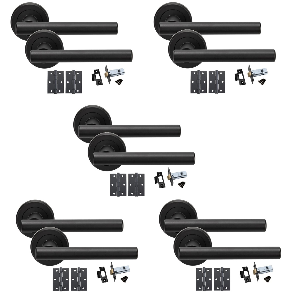 Golden Grace Matt Black Straight T-Bar Handles Set 5 Pack
