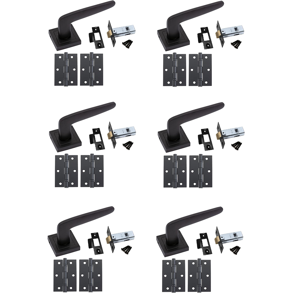 Golden Grace Matt Black Venus Door Handles Set 6 Pack