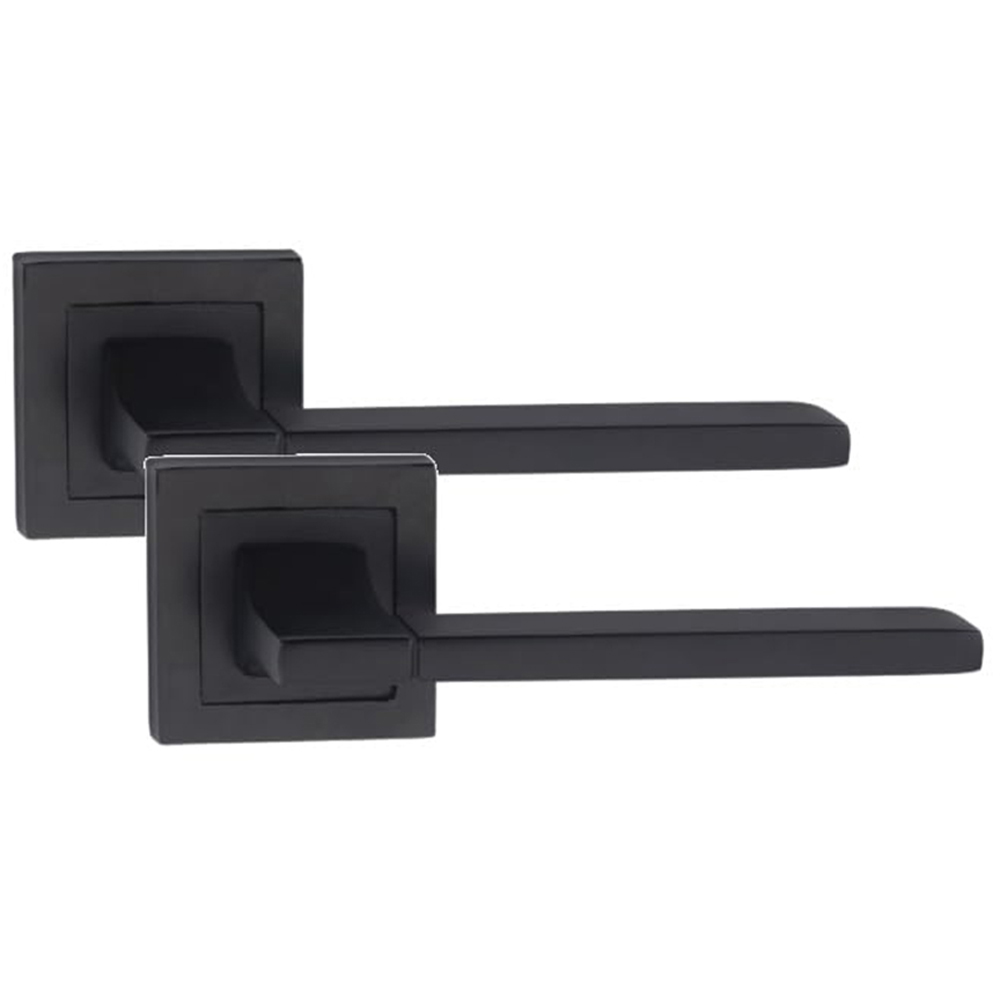 Golden Grace Matt Black Aztec Straight Door Handle Set 52 x 52mm 6 Pack