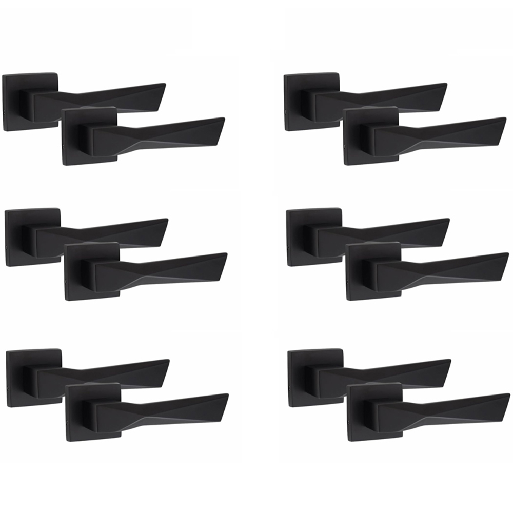 Golden Grace Matt Black Aura Door Handle Set 6 Pack