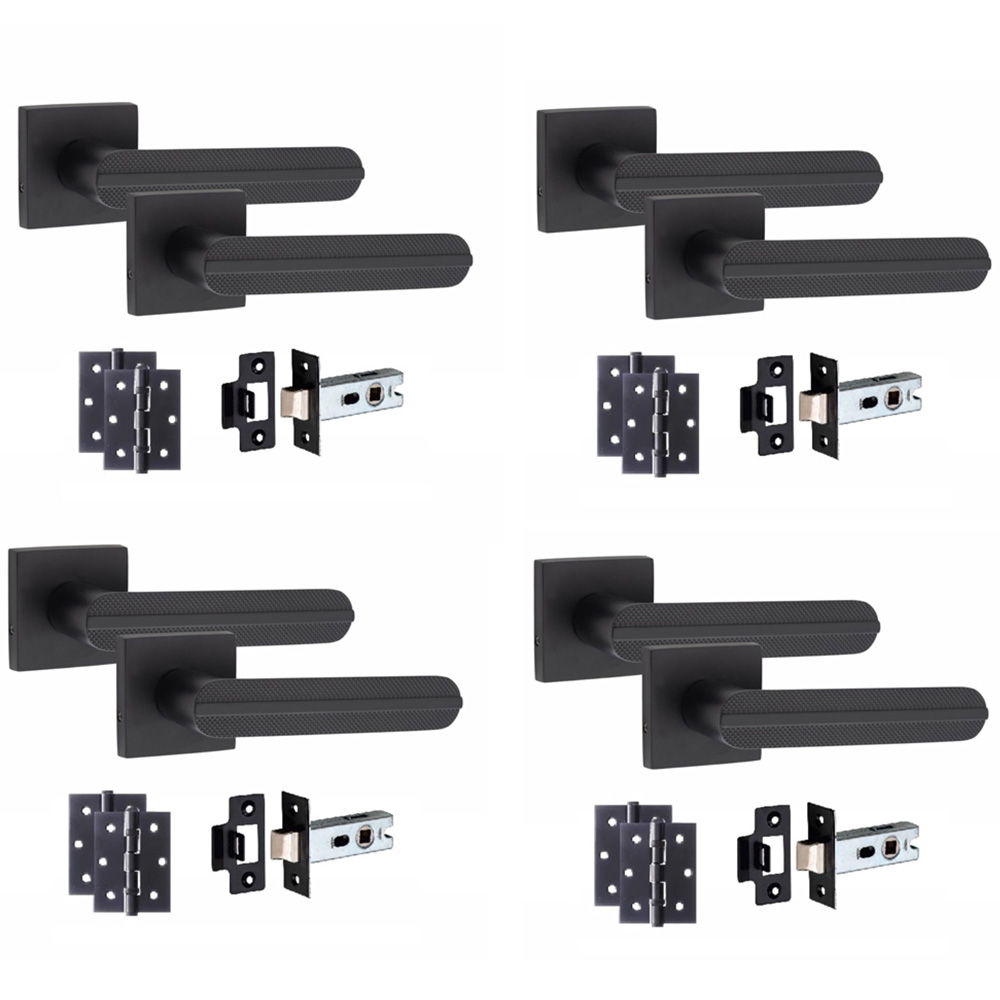 Golden Grace Matt Black Modern Lima Handle Set 4 Pack