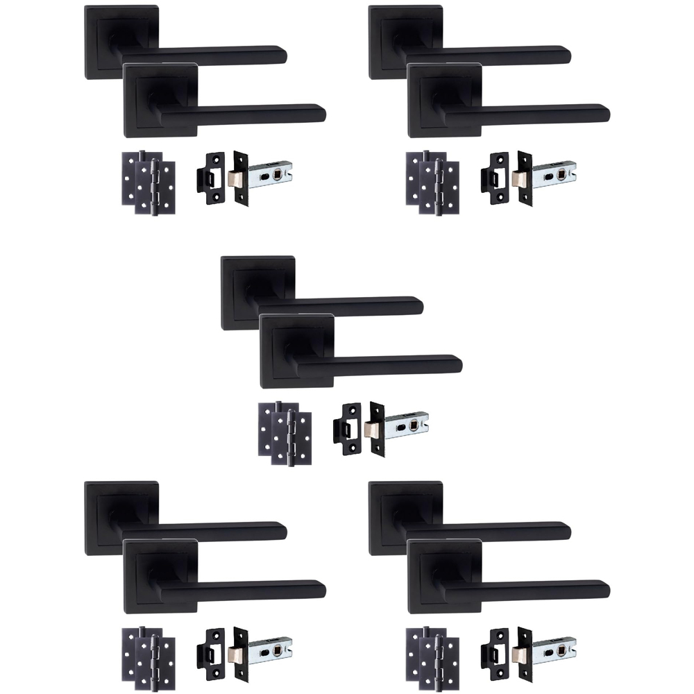 Golden Grace Matt Black Leon Straight Handle Set 5 Pack