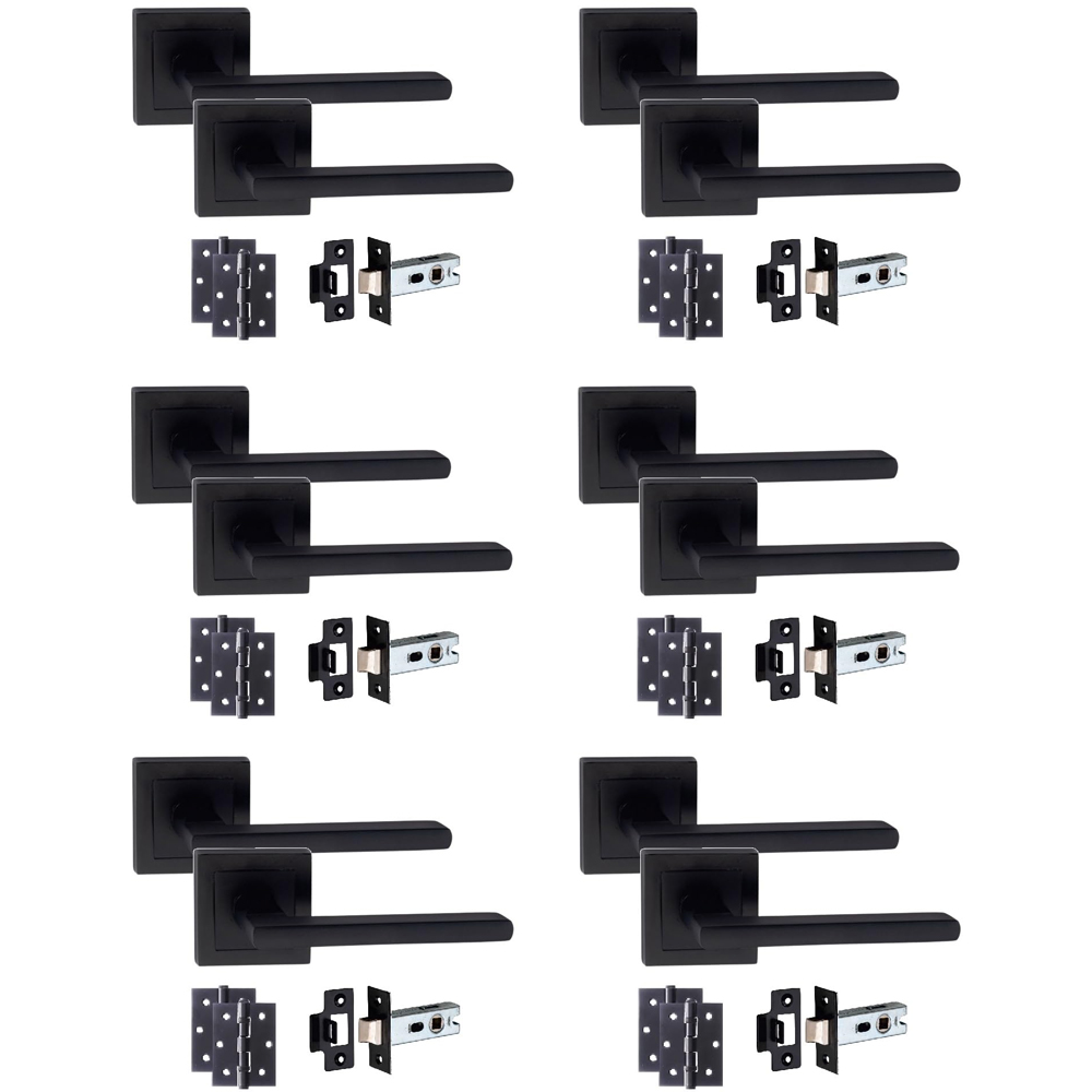 Golden Grace Matt Black Leon Straight Handle Set 6 Pack