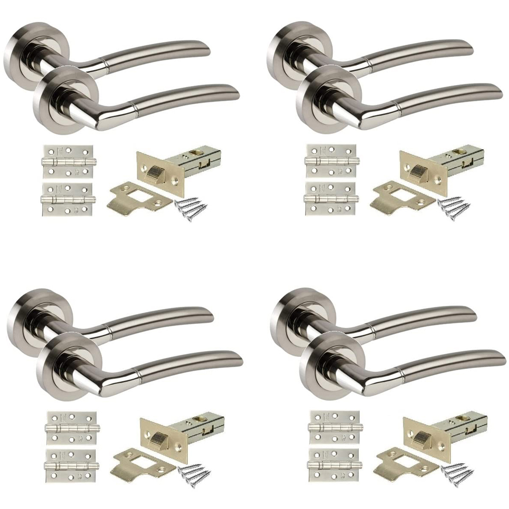 Golden Grace Duo Chrome Indiana Modern Door Handle Set 4 Pack