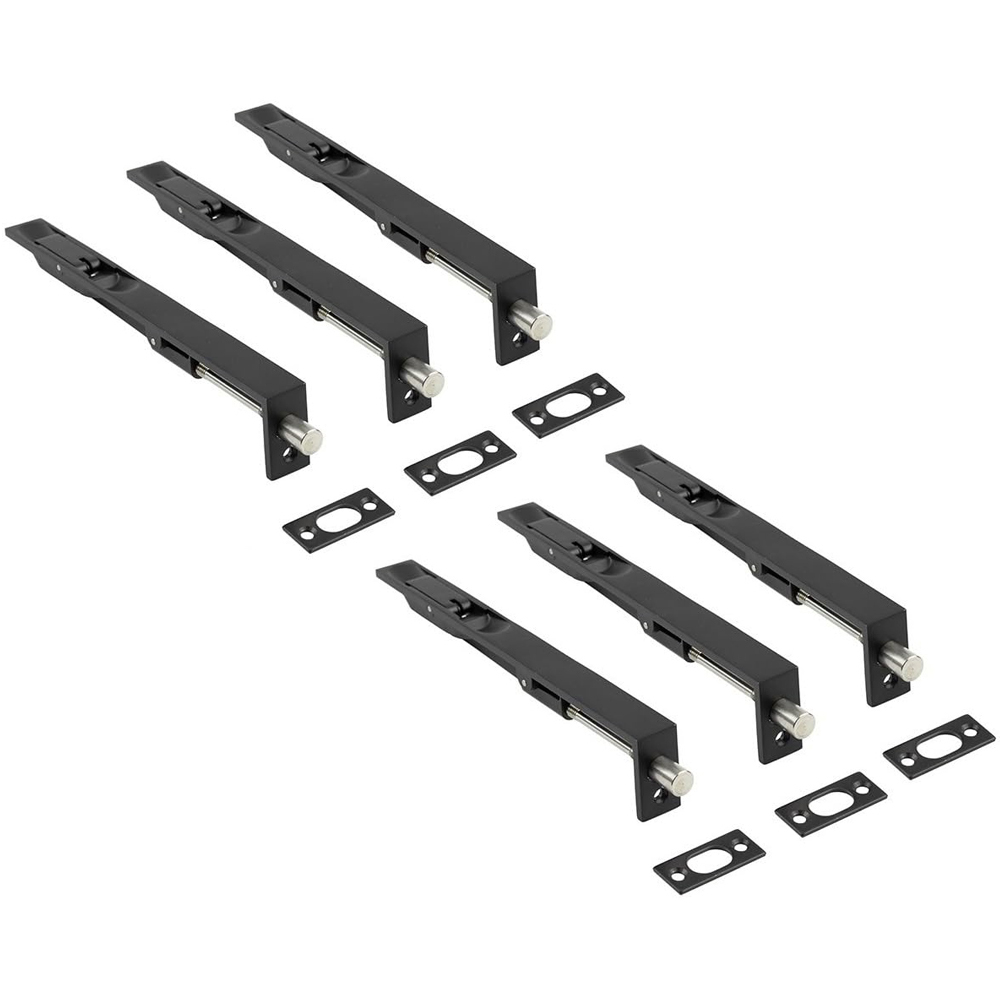 Golden Grace Matt Black Flush Door Bolt 150mm 6 Pack