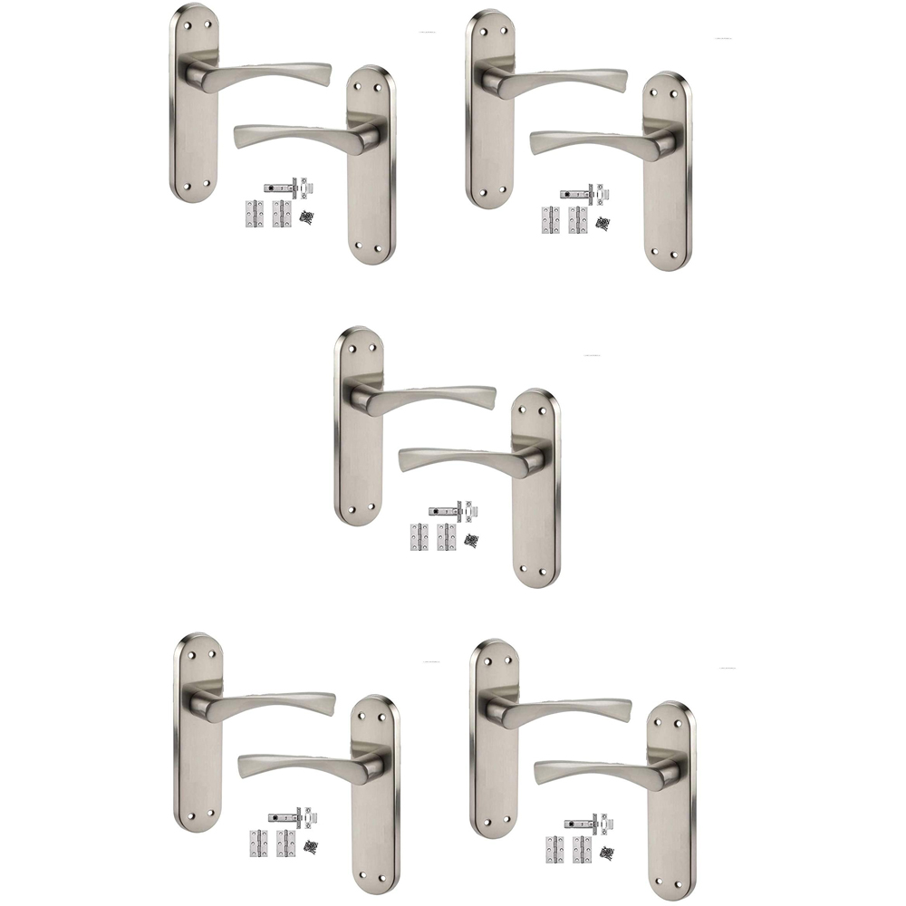 Golden Grace Satin Stainless Steel Twist Astrid Latch Door Handle Set 5 Pack