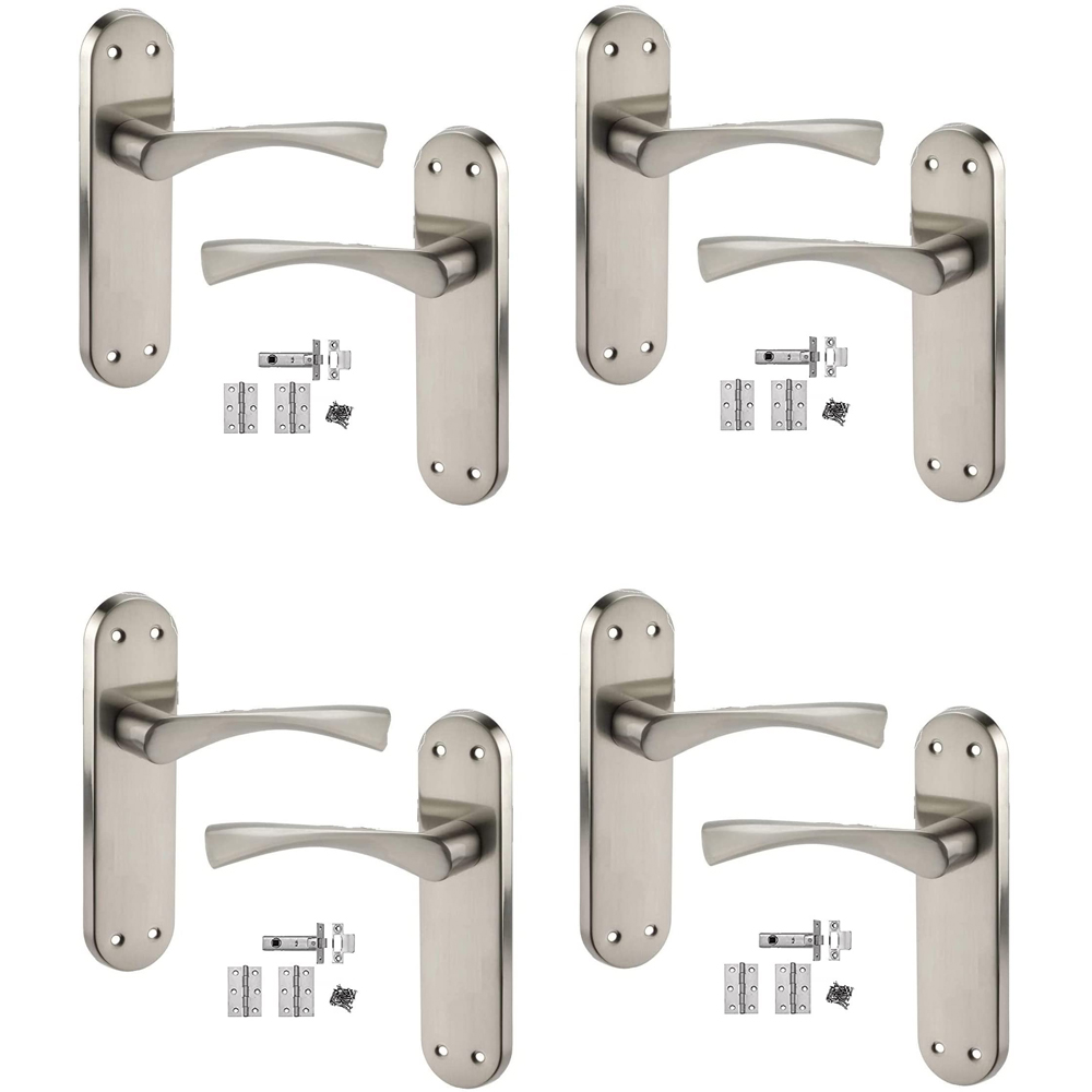 Golden Grace Satin Stainless Steel Twist Astrid Latch Door Handle Set 4 Pack