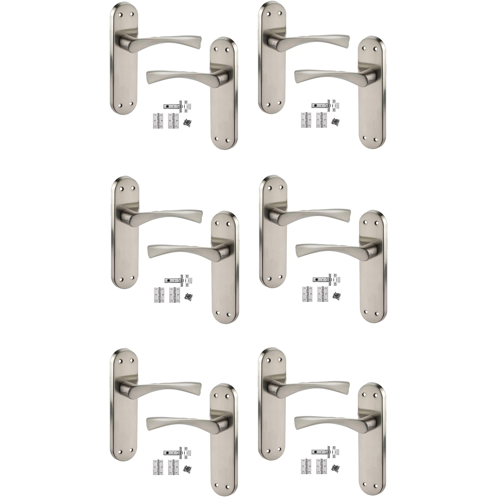 Golden Grace Satin Stainless Steel Twist Astrid Latch Door Handle Set 6 Pack