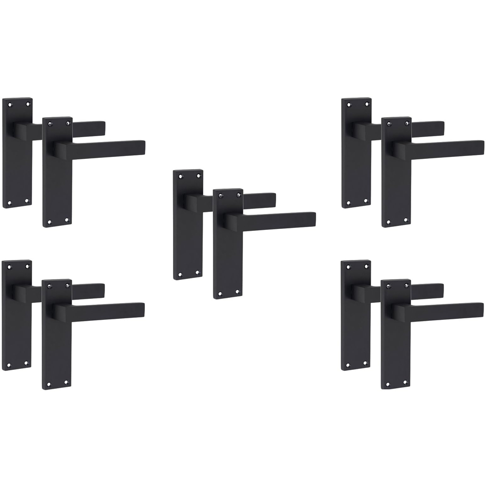 Golden Grace Matt Black Victorian Straight Delta Door Handle Set 5 Pack