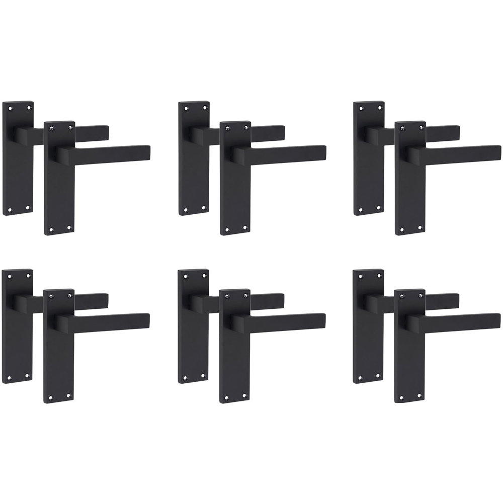 Golden Grace Matt Black Victorian Straight Delta Door Handle Set 6 Pack
