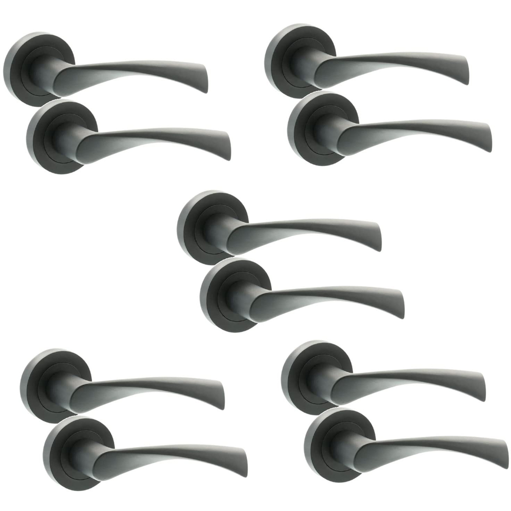 Golden Grace Matt Black Astrid Twist Door Handle Set 5 Pack