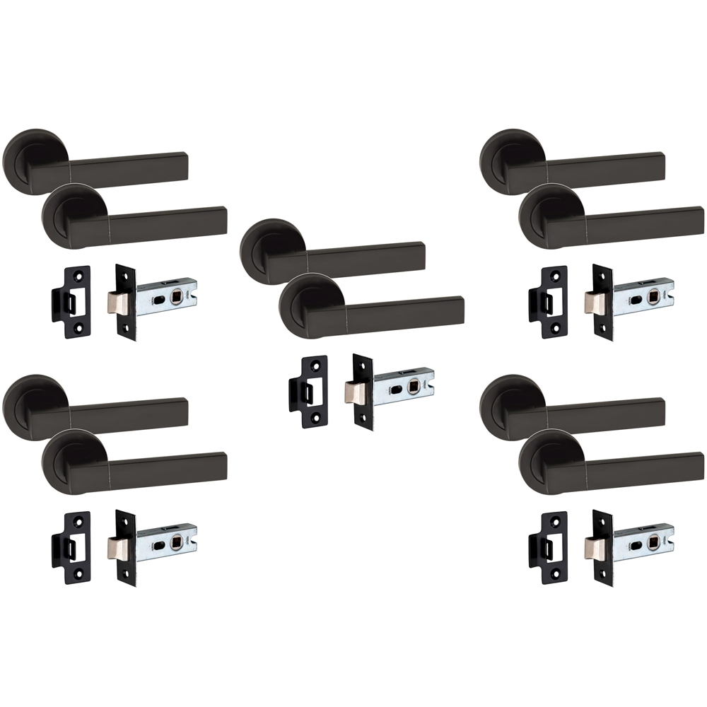Golden Grace Matt Black Capri Door Handle Set 5 Pack