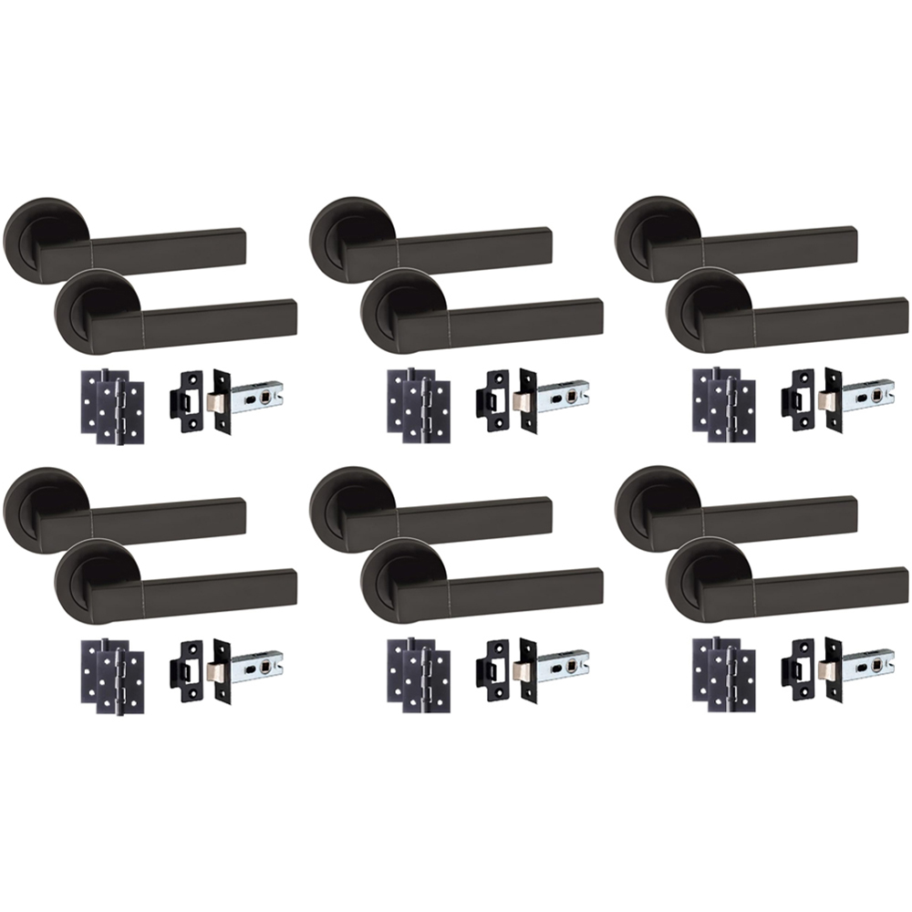 Golden Grace Matt Black Capri Door Handle Set 6 Pack
