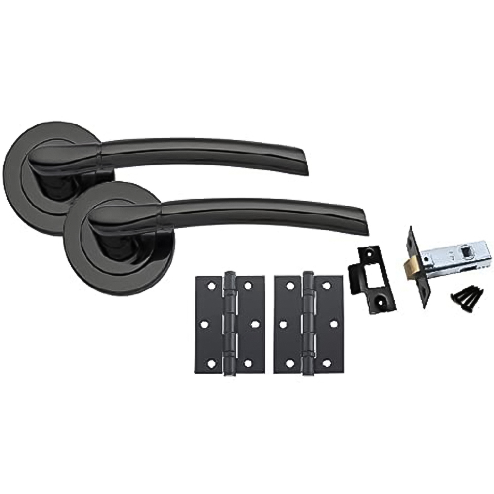 Golden Grace Polished Black Nickel Indiana Modern Door Handle Set
