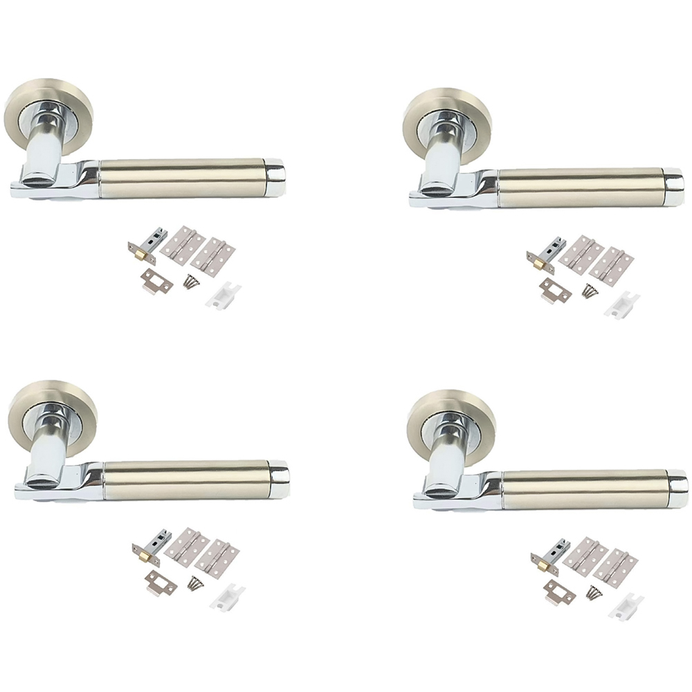 Golden Grace Duo Finish Electra Modern Door Handle Set 4 Pack