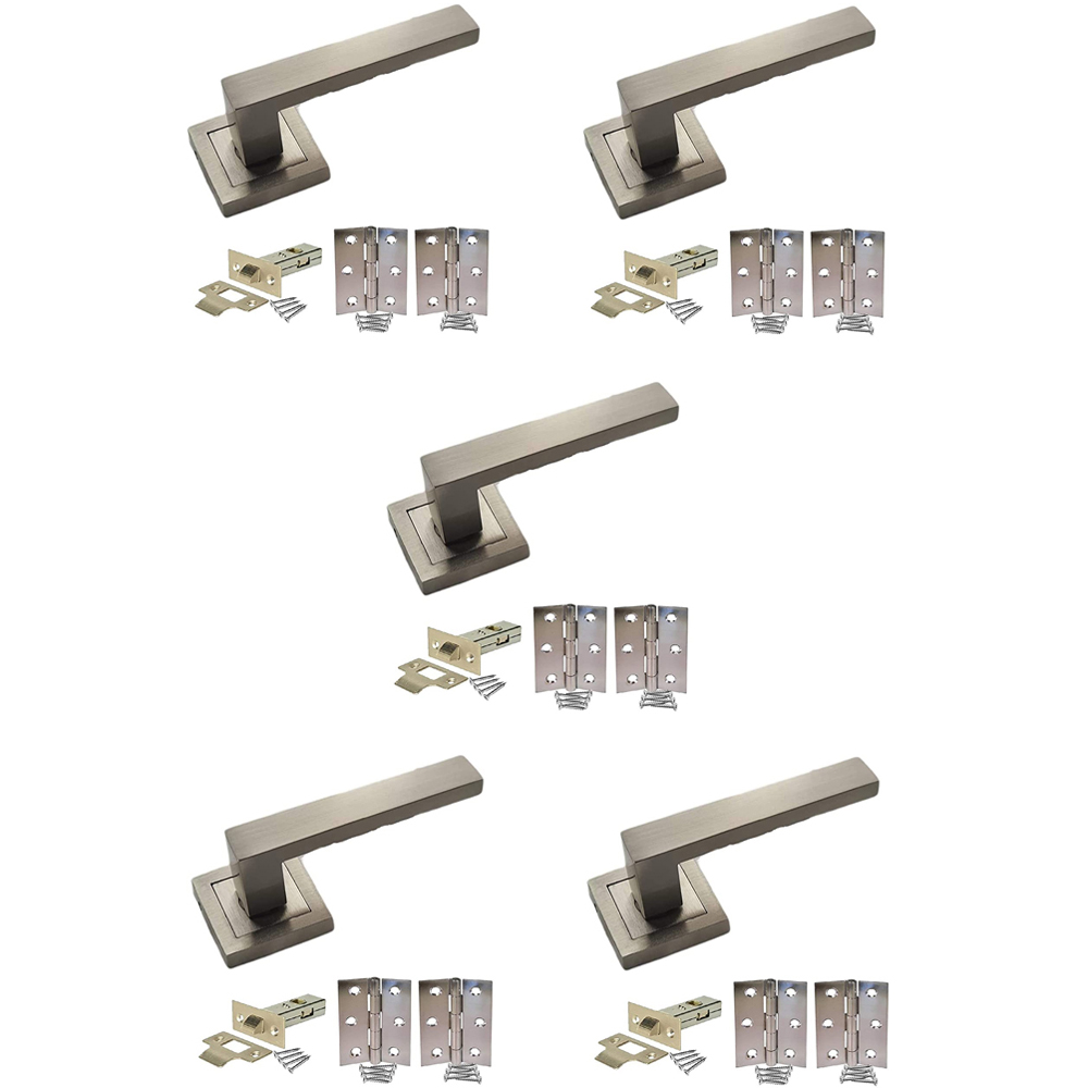 Golden Grace Satin Stainless Steel Delta Door Handle Set 5 Pack