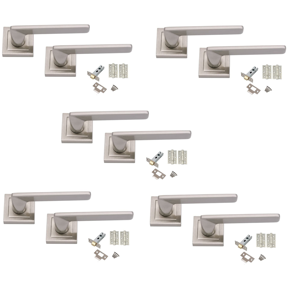 Golden Grace Satin Stainless Steel Vector Door Handle Set 5 Pack