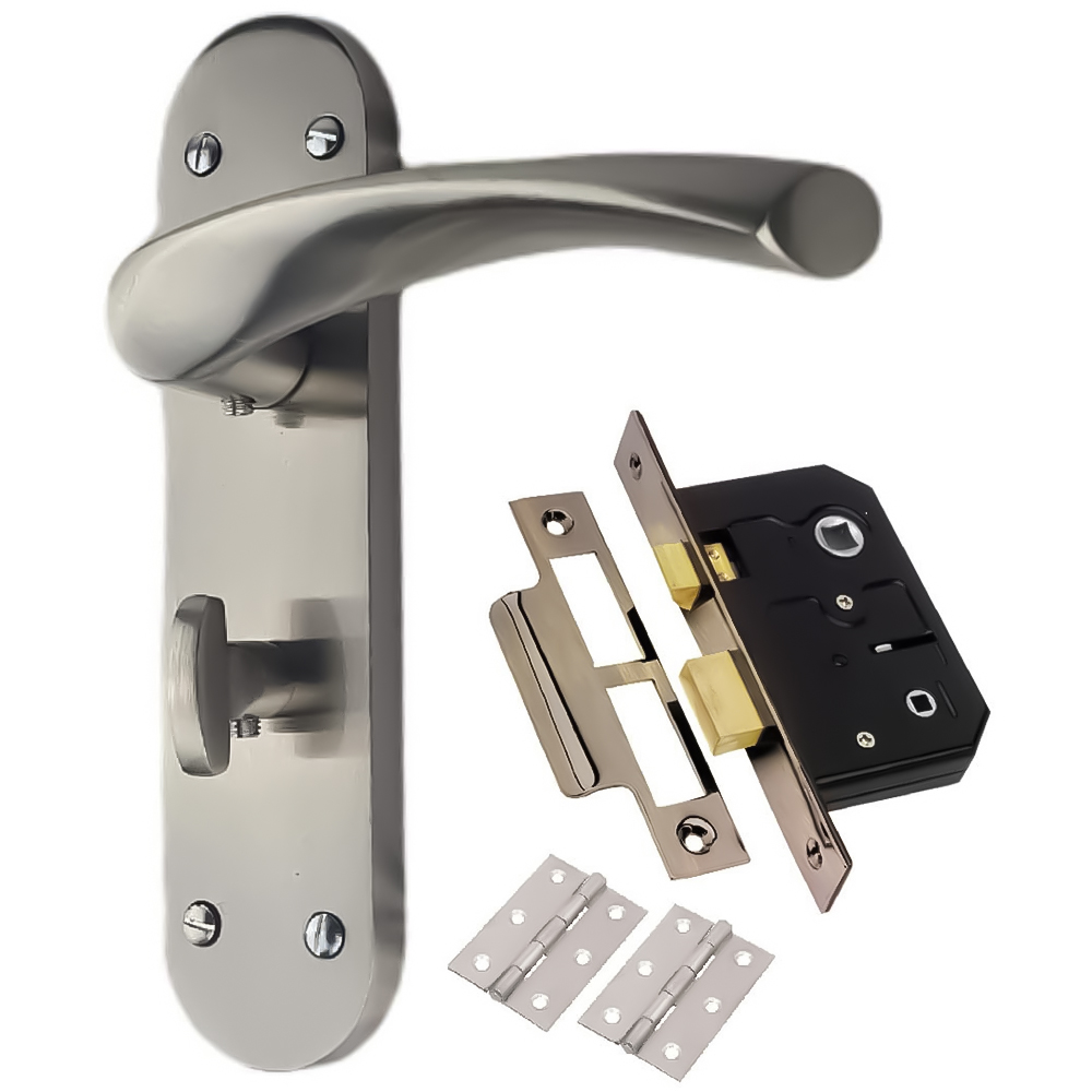 Golden Grace Satin Stainless Steel Astrid Bathroom Door Handle Set 182 x 45mm