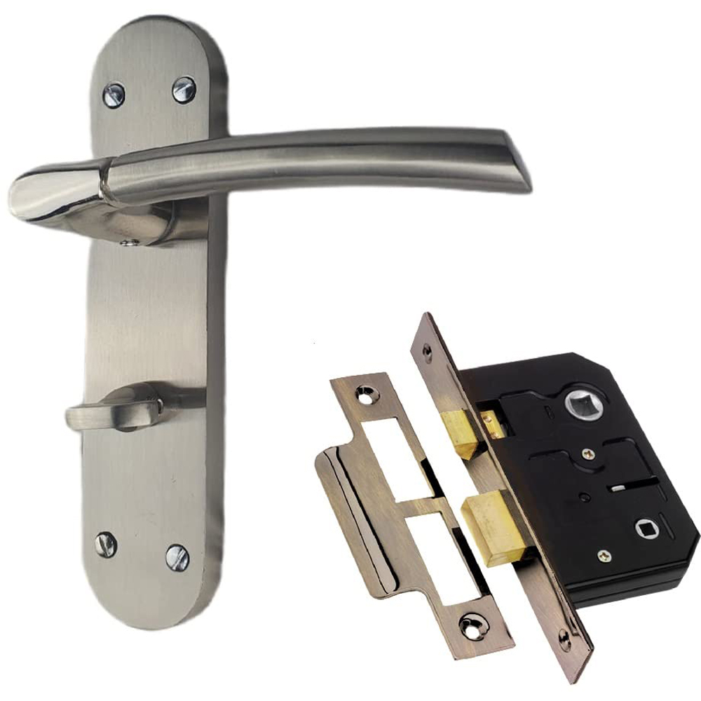 Golden Grace Duo Polished and Satin Stainless Steel Indiana Bathroom Handle Set 182 x 45mm