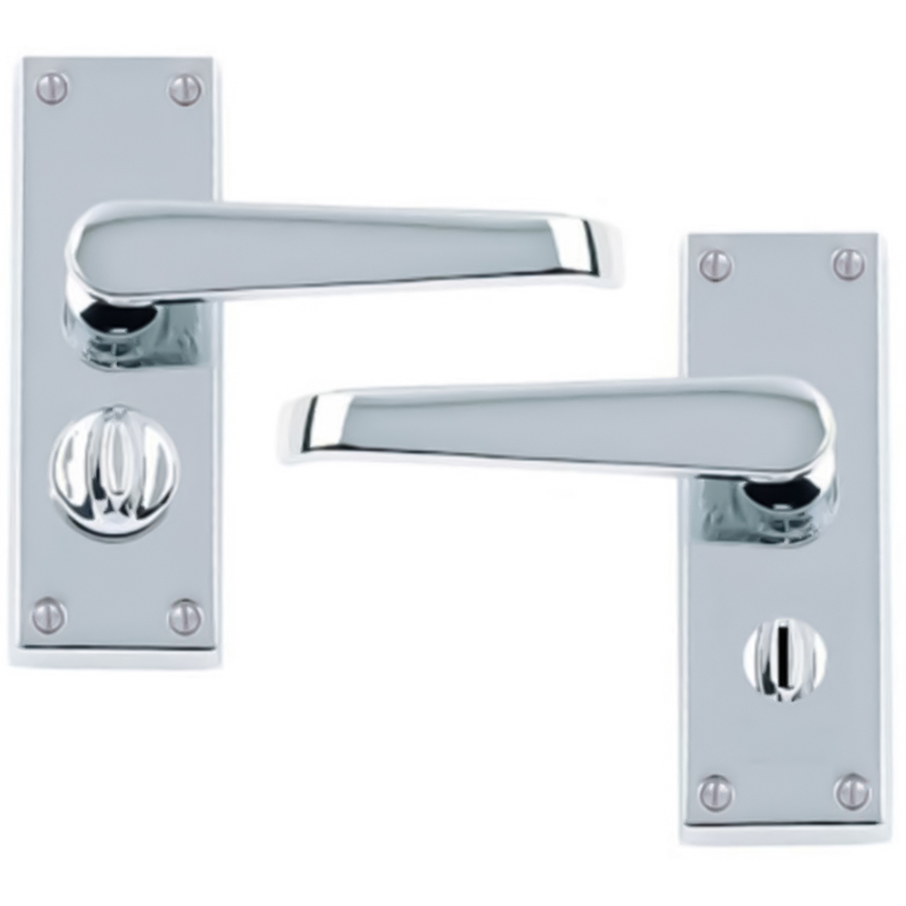 Golden Grace Polished Chrome Victorian Privacy Door Handle Set 100 x 40mm