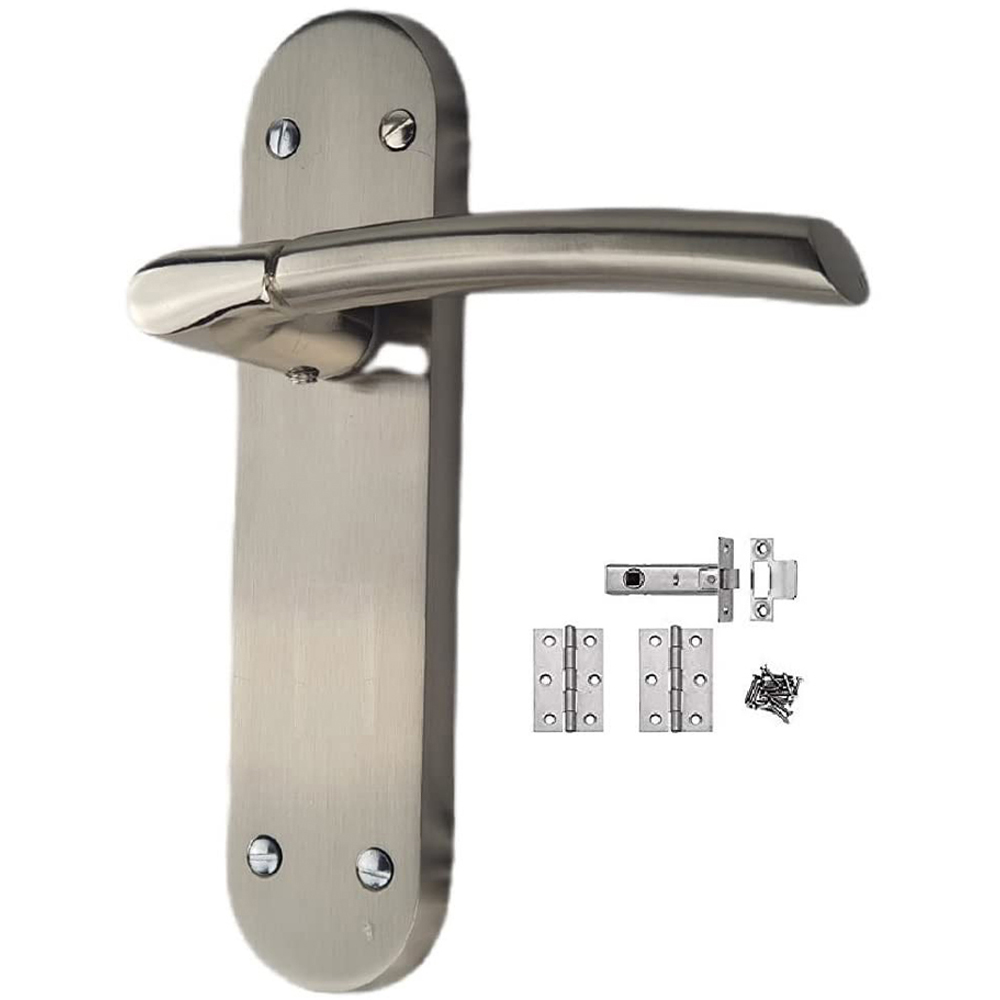Golden Grace Satin Stainless Steel Indiana Door Handle Set 180 x 45mm