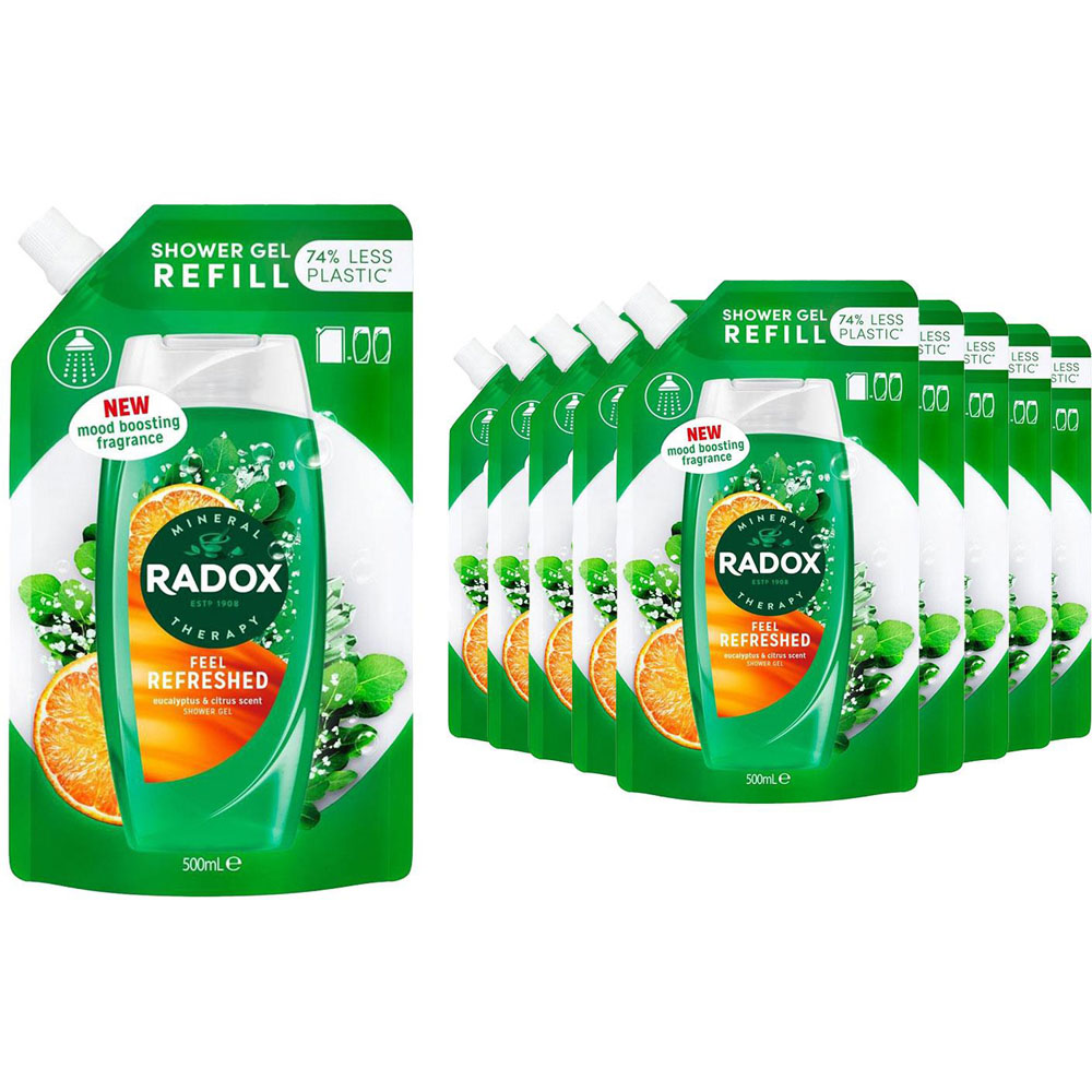 Radox Mineral Therapy Refill Pouch Feel Refreshed Shower Gel 500ml 10 Pack