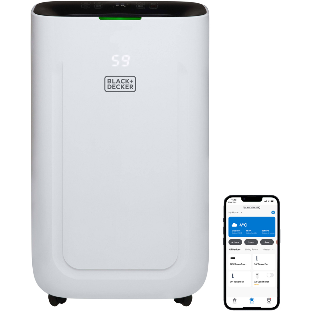 Black+Decker 20L Smart Dehumidifier with 24H Timer and 6.5L Water Tank