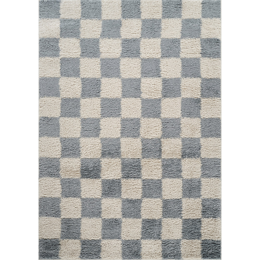 Desire Rugs Chester Duck Egg Blue Shaggy Checkered Rug - 120 x 170cm