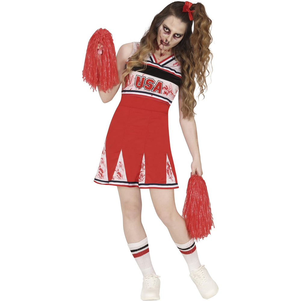 Fiestas Guirca Cheerleader Zombie White and Red Halloween Costume 14 to 16 Years