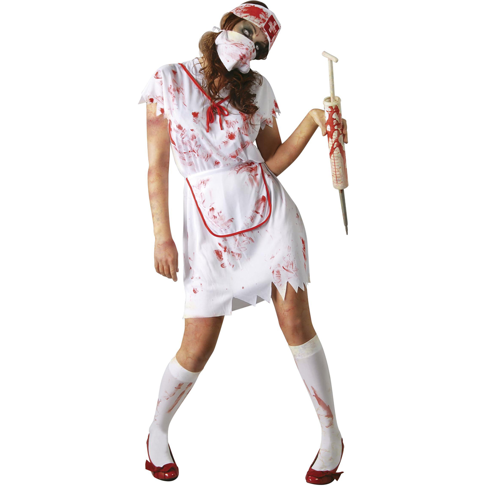 Fiestas Guirca Adult Zombie Nurse White and Red Costume Large