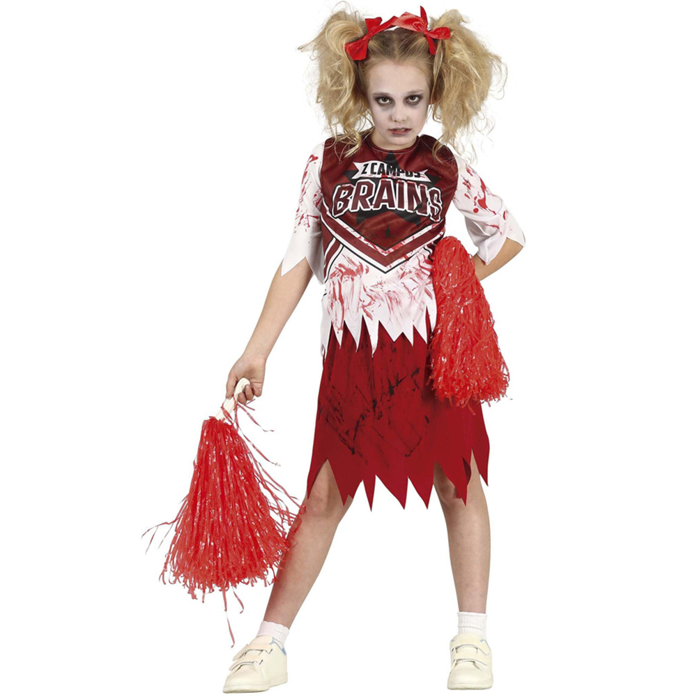 Fiestas Guirca Zombie Cheerleader White and Red Costume 3 to 4 Years