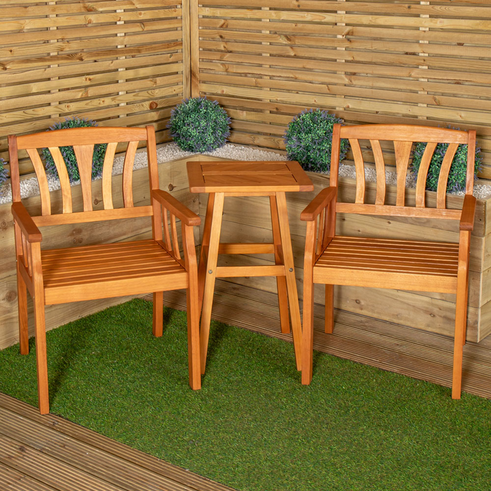 Samuel Alexander 2 Seater Wooden Garden Slatted Table and Chair Set