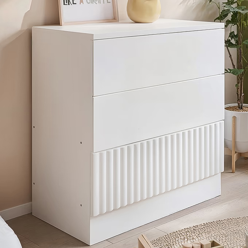 Flair 3 Drawer Chest of Drawers White Oak Wood