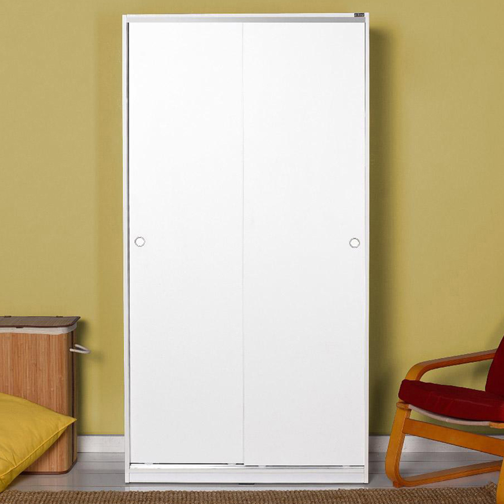 FWStyle 2 Door White Sliding Double Wardrobe