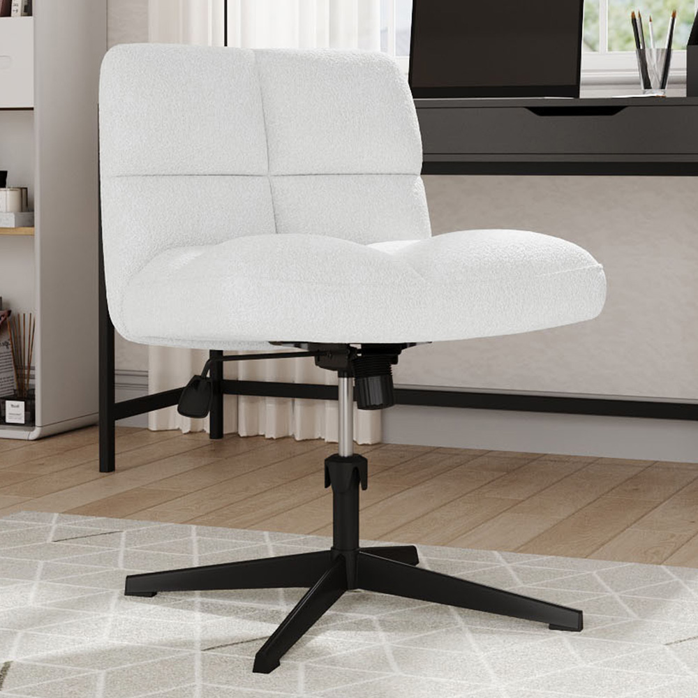 Living and Home Teddy Fleece Upholstered Adjustable Swivel Chair