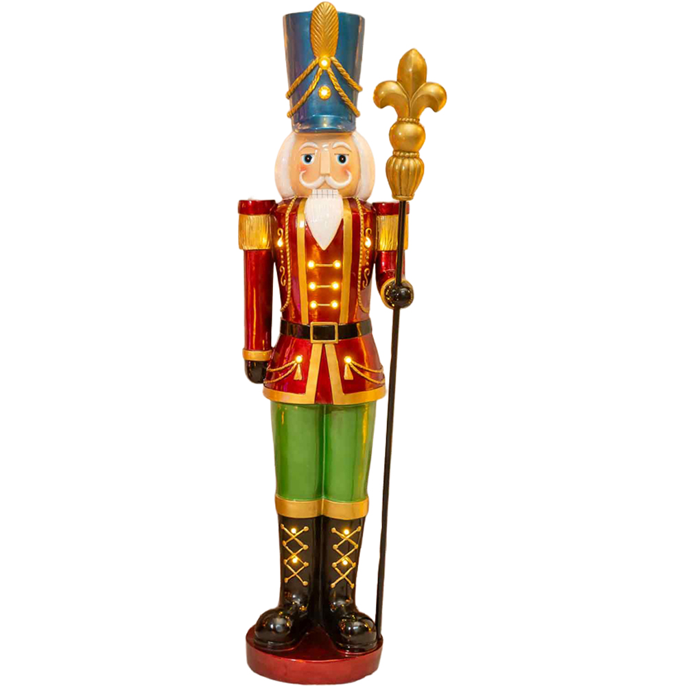 The Christmas Centre Red Green and Gold LED Lights Traditional Nutcracker Soldier 5ft
